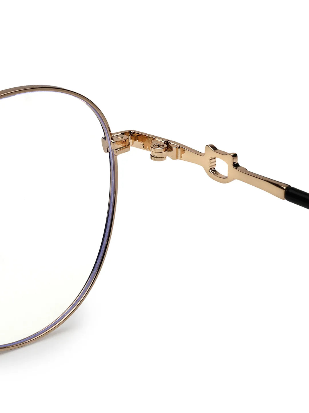 Astrid | Golden & Black Medium Full Rim Oval Computer Glasses for Men & Women [Blue Block]