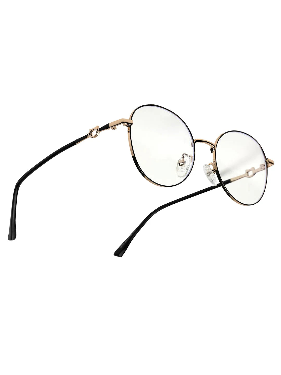 Astrid | Golden & Black Medium Full Rim Oval Computer Glasses for Men & Women [Blue Block]