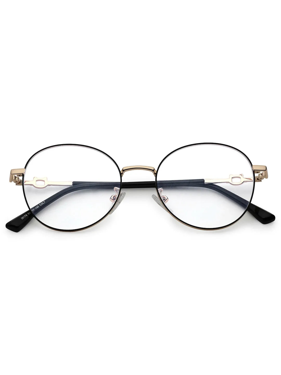 Astrid | Golden & Black Medium Full Rim Oval Computer Glasses for Men & Women [Blue Block]