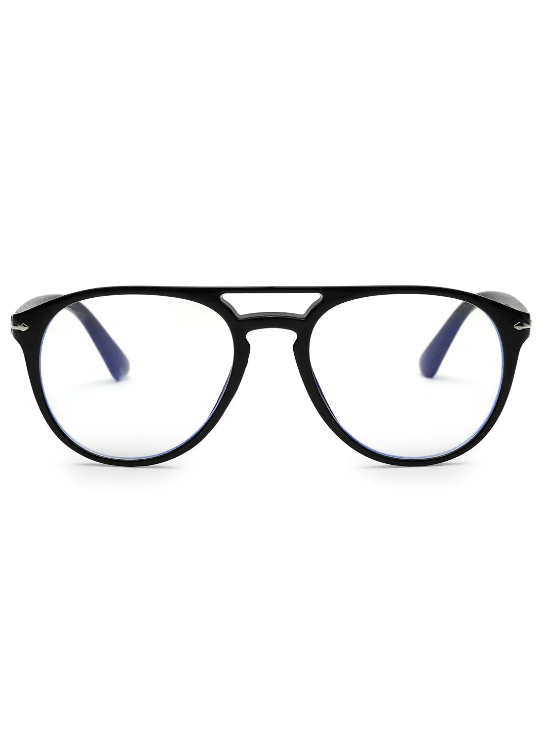 Arcane | Black Small Full Rim Aviator with Lock Side Hinges Computer Glasses for Men & Women [Blue Block]