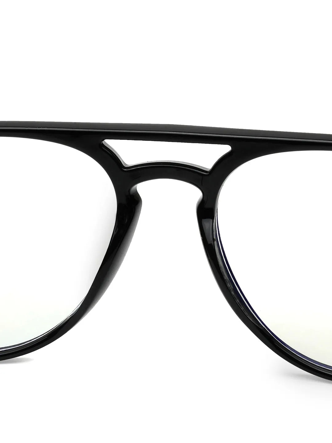 Arcane | Black Small Full Rim Aviator with Lock Side Hinges Computer Glasses for Men & Women [Blue Block]