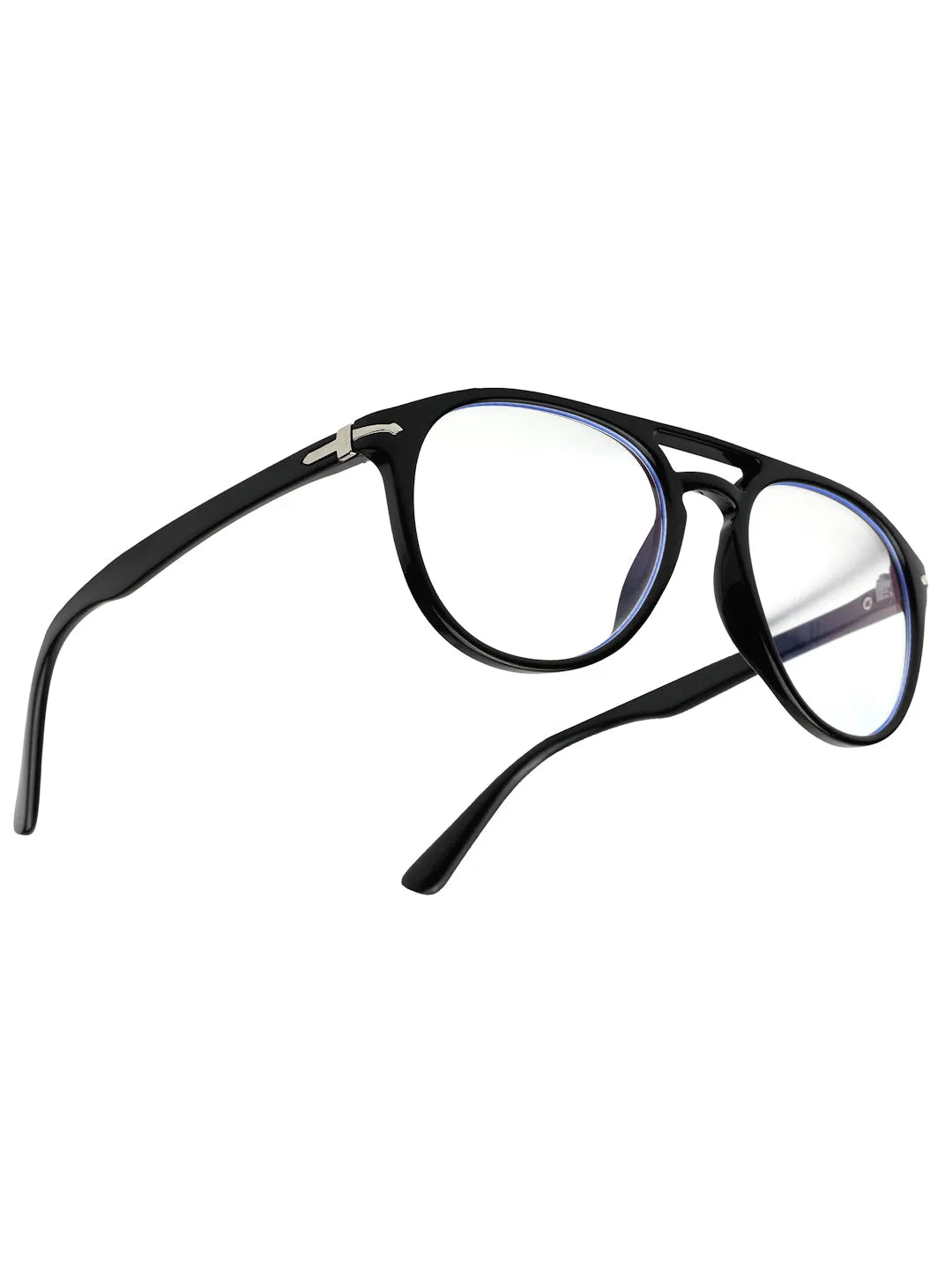 Arcane | Black Small Full Rim Aviator with Lock Side Hinges Computer Glasses for Men & Women [Blue Block]