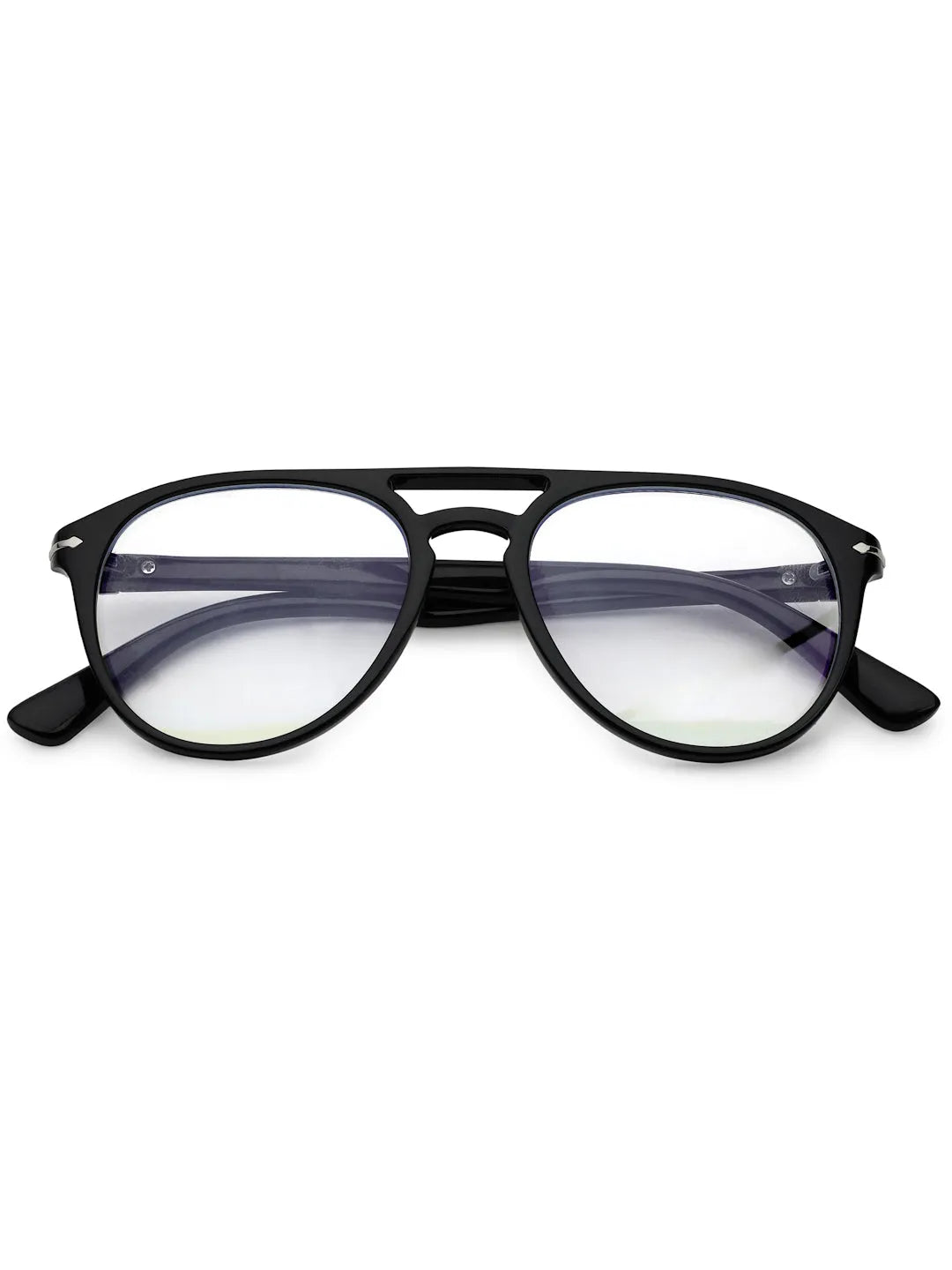 Arcane | Black Small Full Rim Aviator with Lock Side Hinges Computer Glasses for Men & Women [Blue Block]