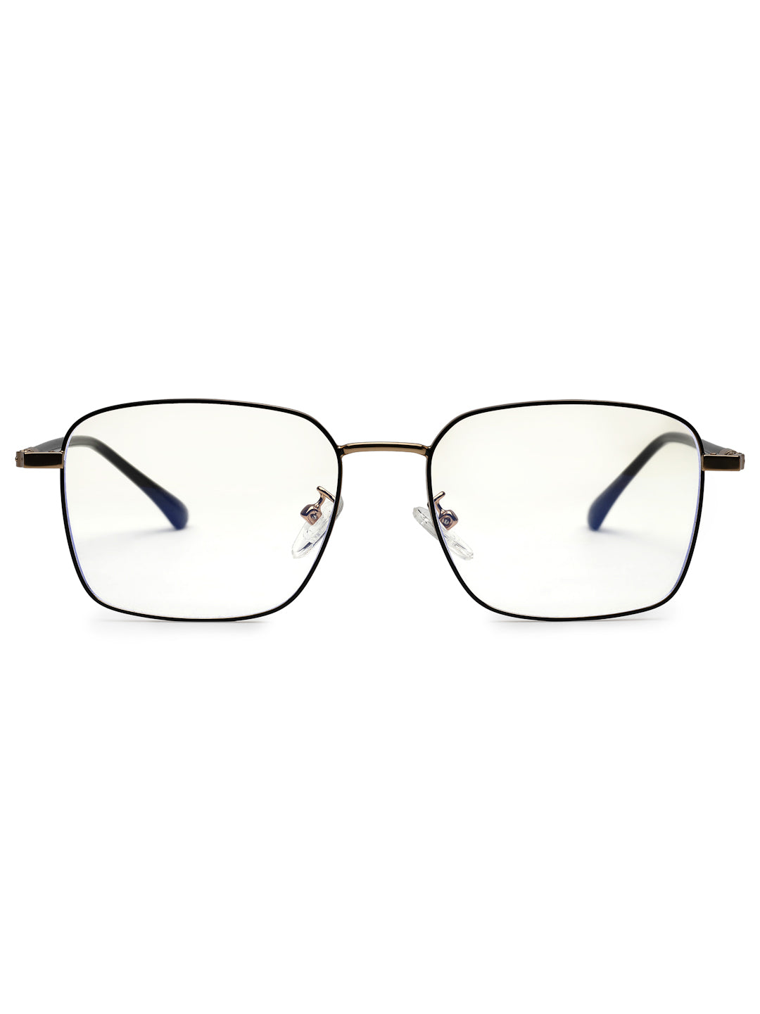 Fyrion | Black & Gold Medium Full Rim RECTANGLE Computer Glasses for Men & Women [Blue Block]