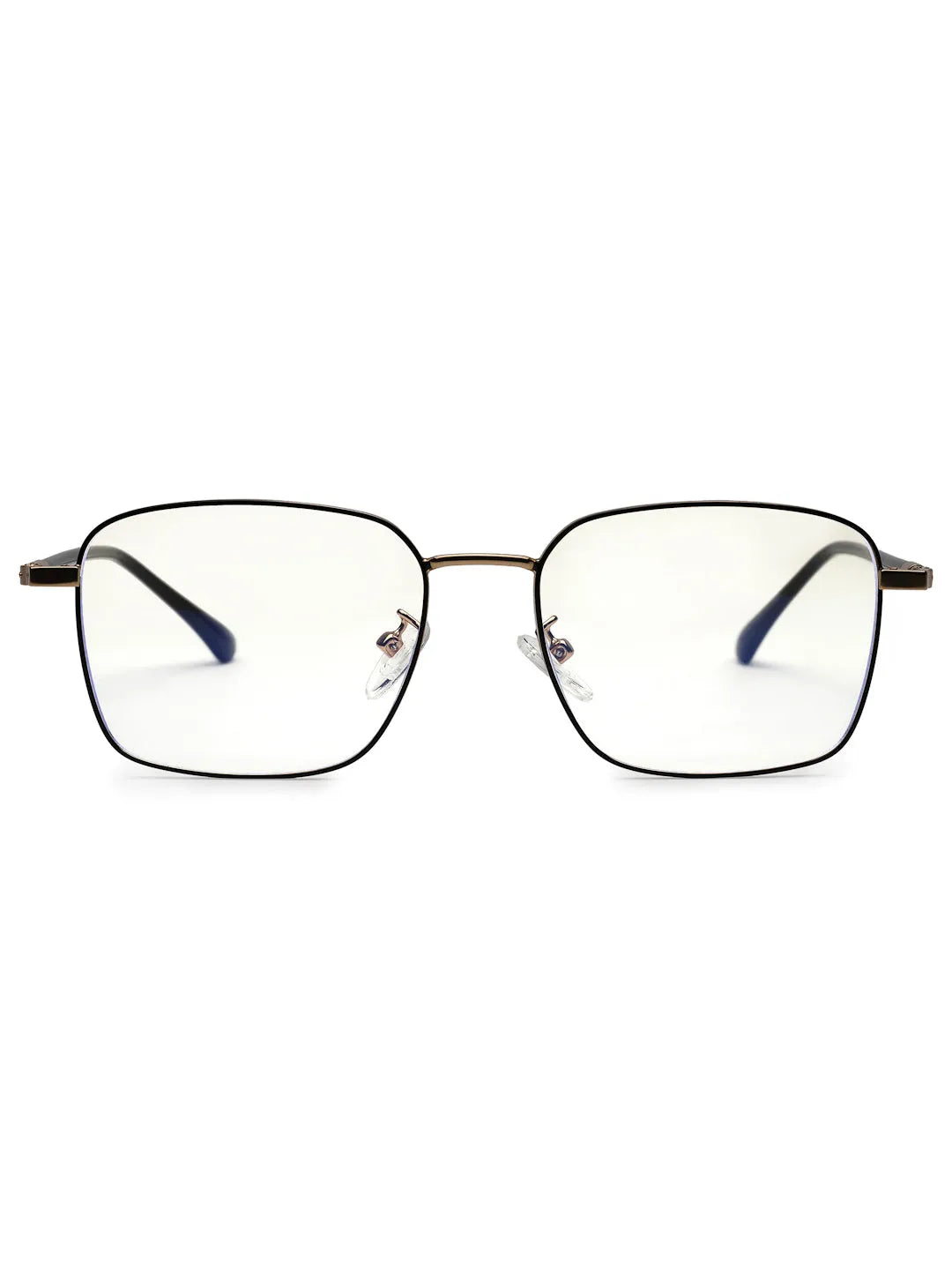 Fyrion | Black & Gold Medium Full Rim RECTANGLE Computer Glasses for Men & Women [Blue Block]