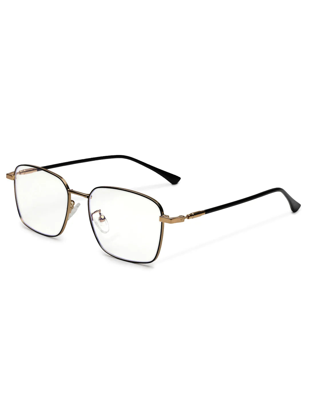 Fyrion | Black & Gold Medium Full Rim RECTANGLE Computer Glasses for Men & Women [Blue Block]