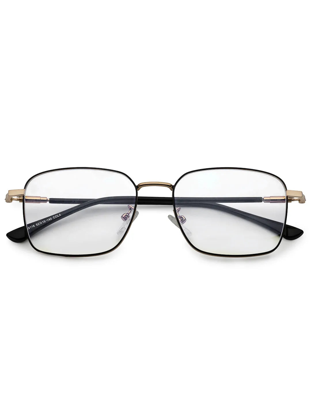 Fyrion | Black & Gold Medium Full Rim RECTANGLE Computer Glasses for Men & Women [Blue Block]