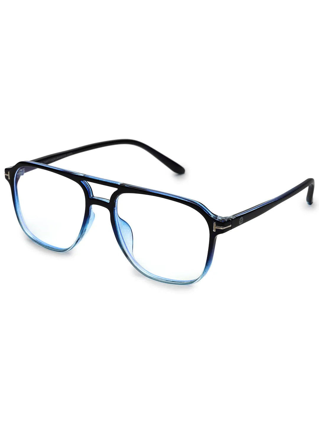 Aegira | Gradient Black Blue Small Full Rim Square Computer Glasses for Men & Women [Blue Block]