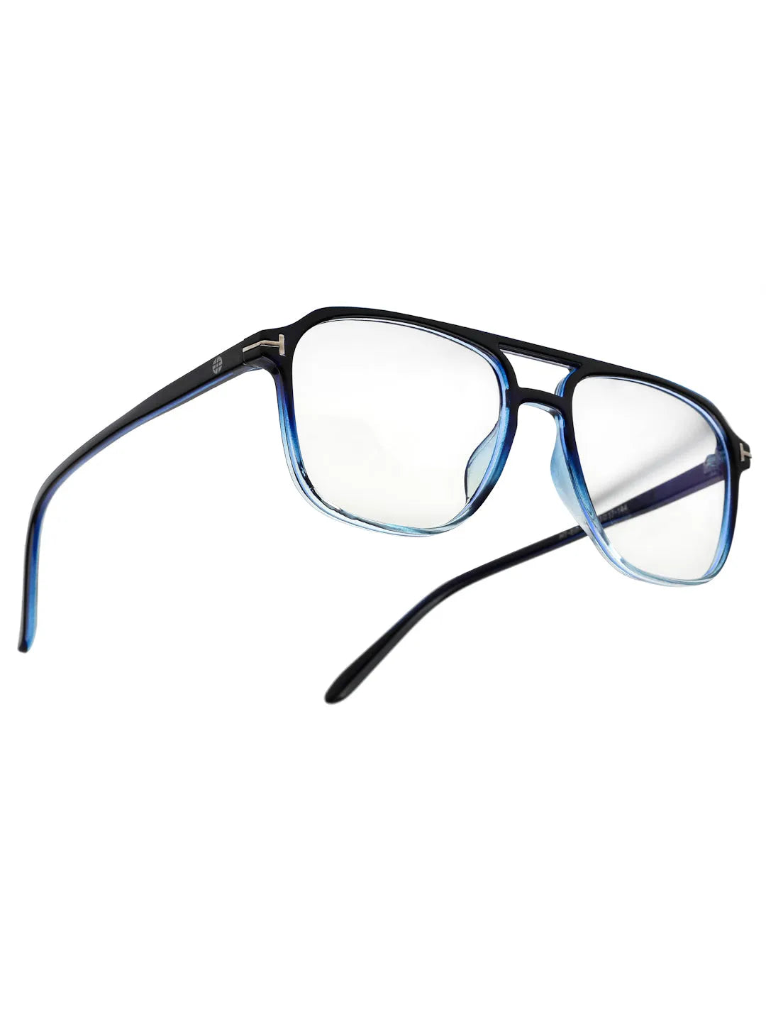 Aegira | Gradient Black Blue Small Full Rim Square Computer Glasses for Men & Women [Blue Block]