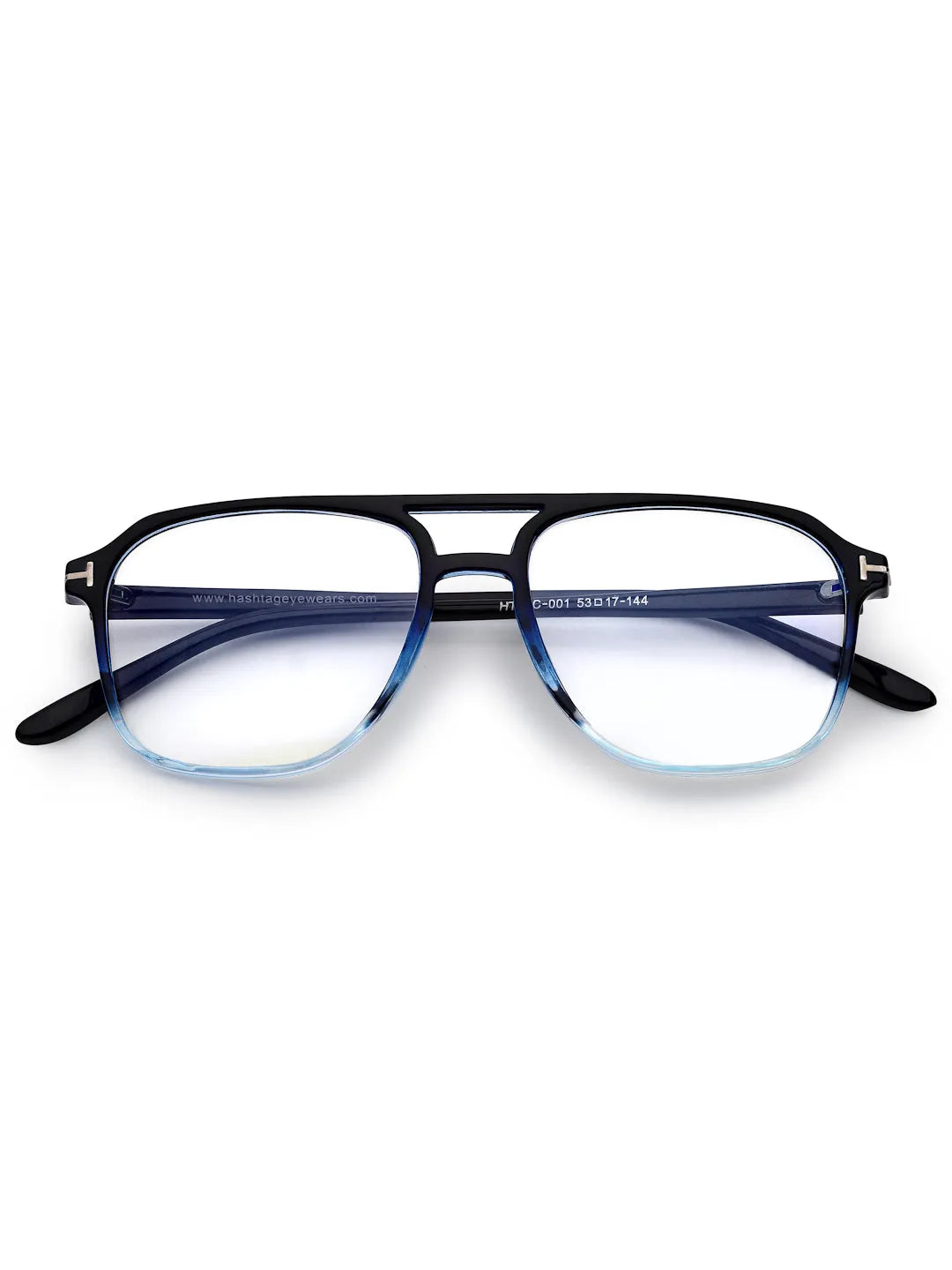 Aegira | Gradient Black Blue Small Full Rim Square Computer Glasses for Men & Women [Blue Block]