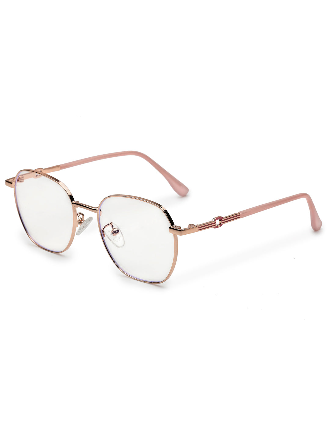 Frostis | Rose Gold Small Full Rim Hexagonal Computer Glasses for Men & Women [Blue Block]