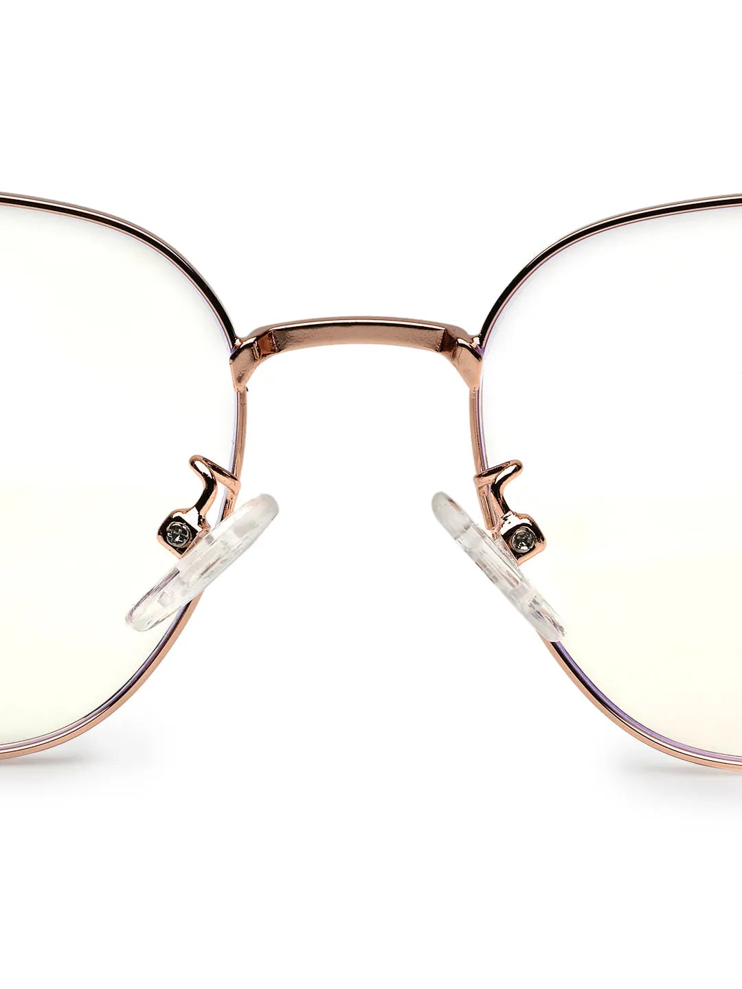 Frostis | Rose Gold Small Full Rim Hexagonal Computer Glasses for Men & Women [Blue Block]