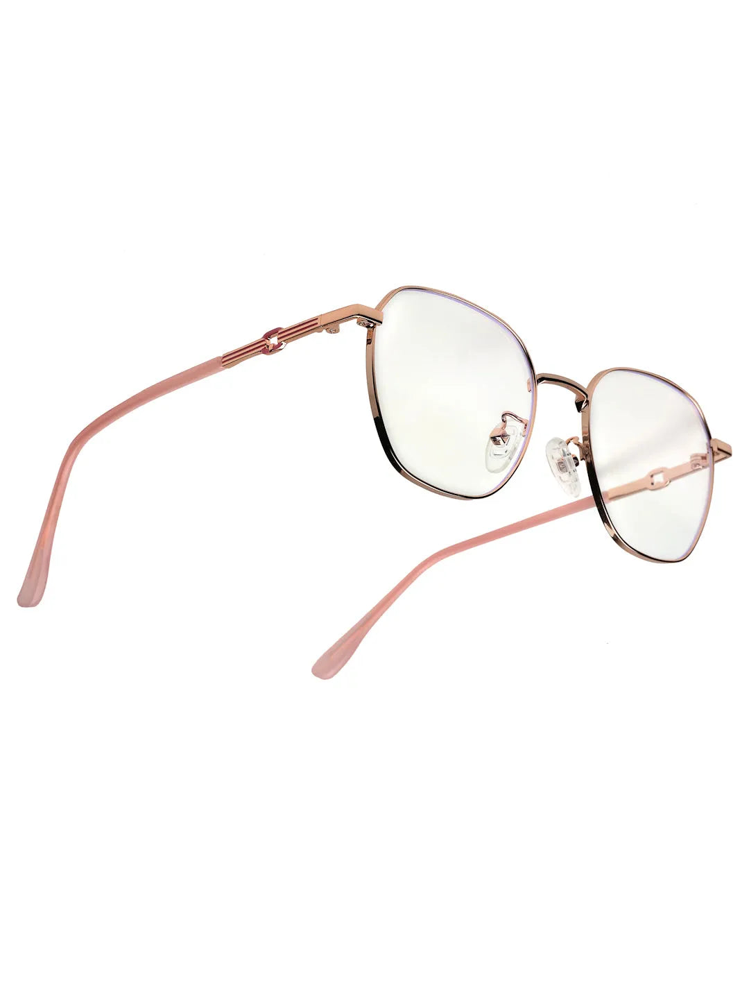 Frostis | Rose Gold Small Full Rim Hexagonal Computer Glasses for Men & Women [Blue Block]
