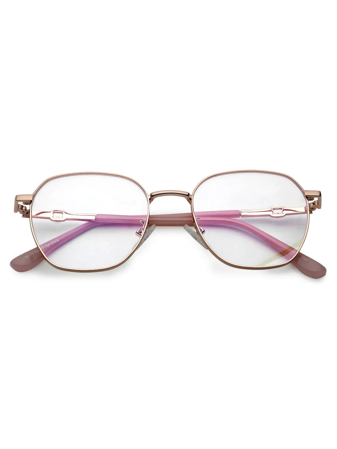 Frostis | Rose Gold Small Full Rim Hexagonal Computer Glasses for Men & Women [Blue Block]