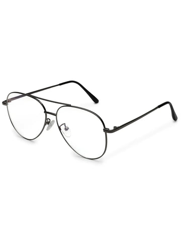 Gravion | Grey Medium Full Rim Aviator Computer Glasses for Men & Women [Blue Block]