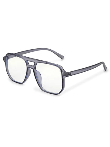 Lumnos | Grey Medium Full Rim Square Computer Glasses for Men & Women [Blue Block]