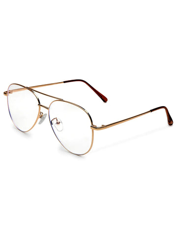 Gravion | Golden Medium Full Rim Aviator Computer Glasses for Men & Women [Blue Block]