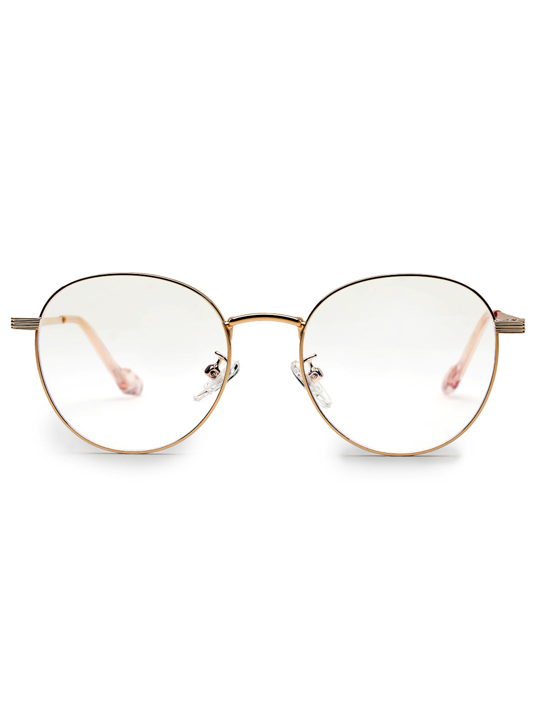 Galveris | Golden Small Full Rim Round Computer Glasses for Men & Women [Blue Block]