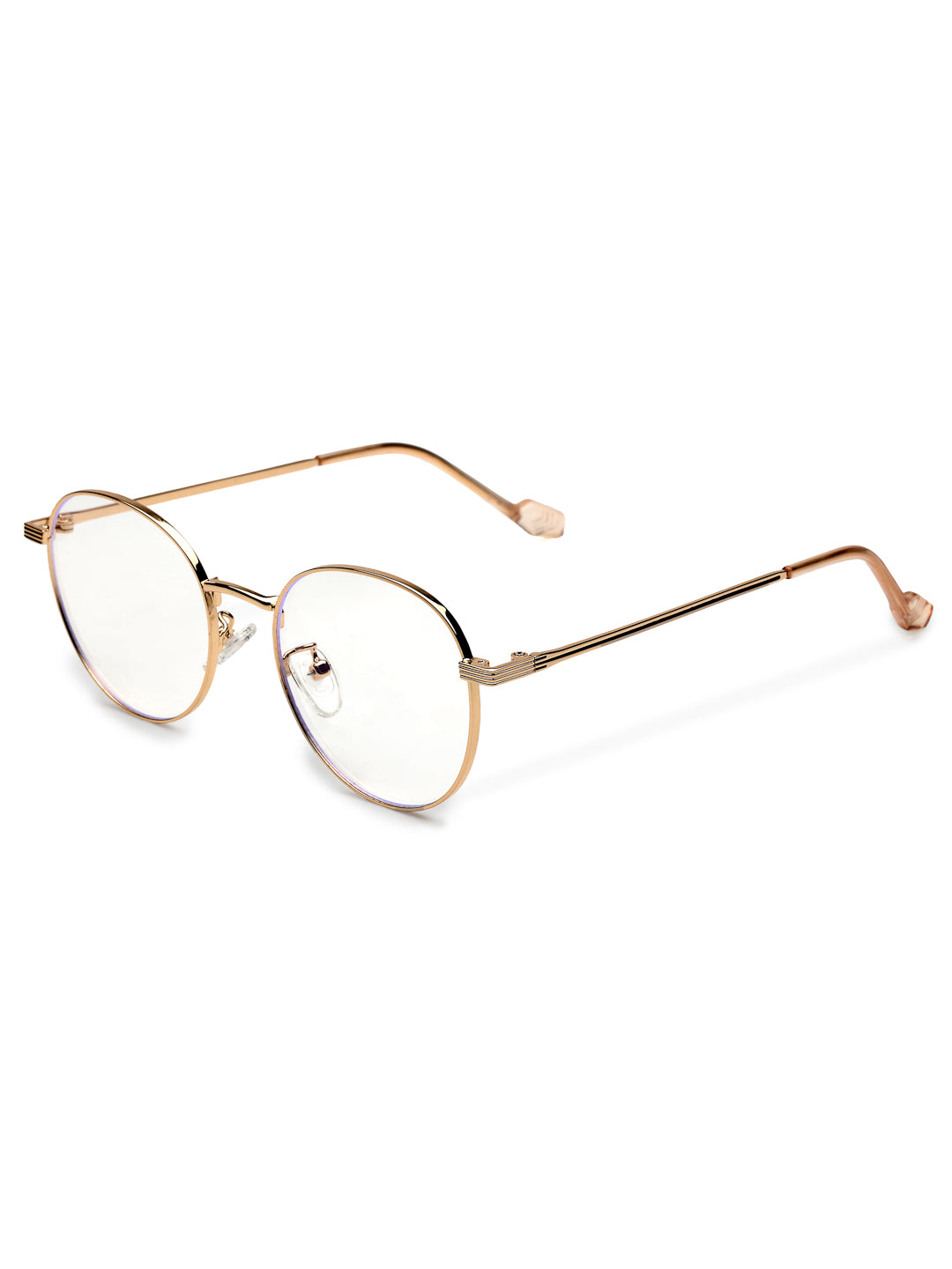 Galveris | Golden Small Full Rim Round Computer Glasses for Men & Women [Blue Block]