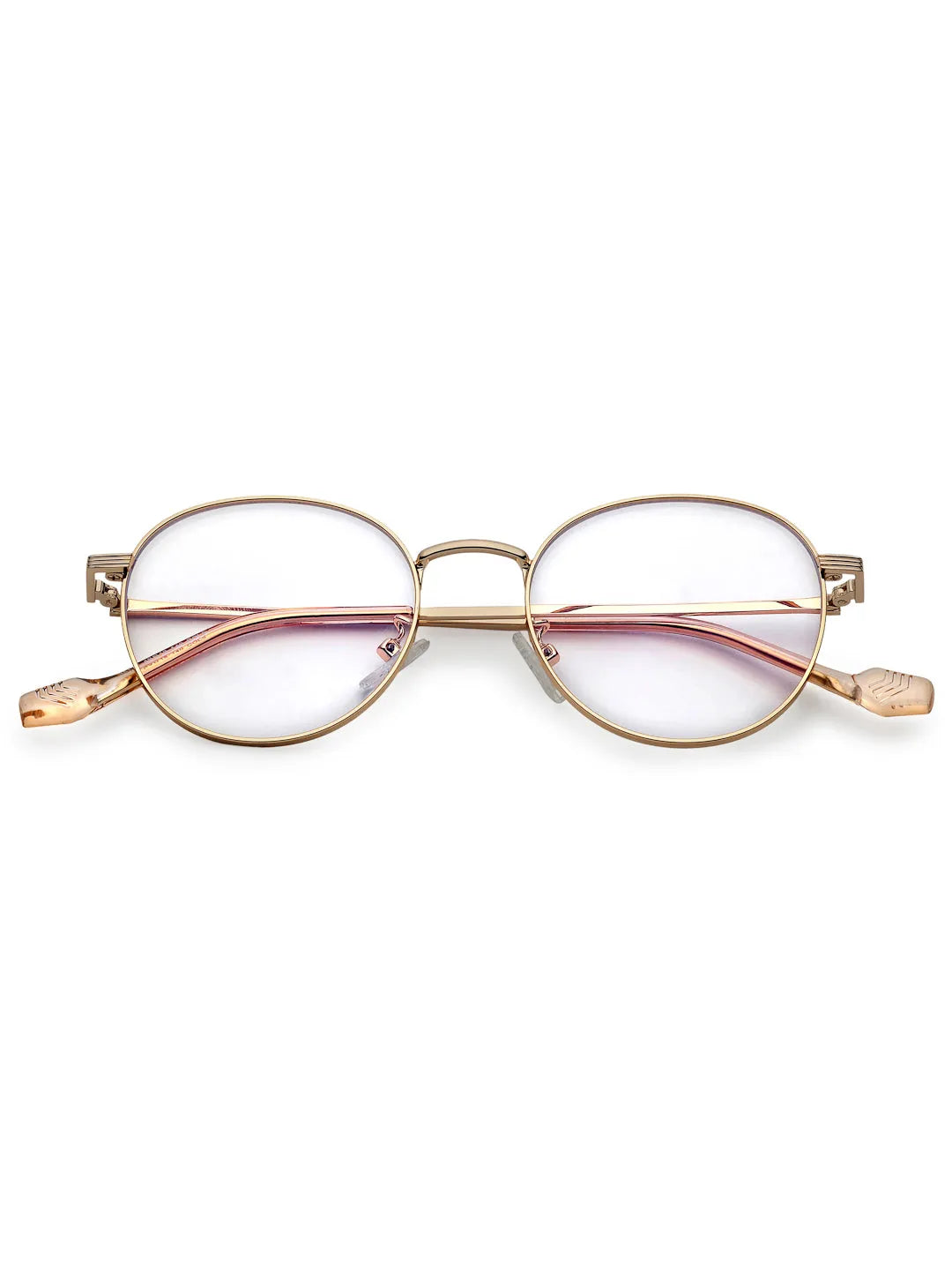 Galveris | Golden Small Full Rim Round Computer Glasses for Men & Women [Blue Block]