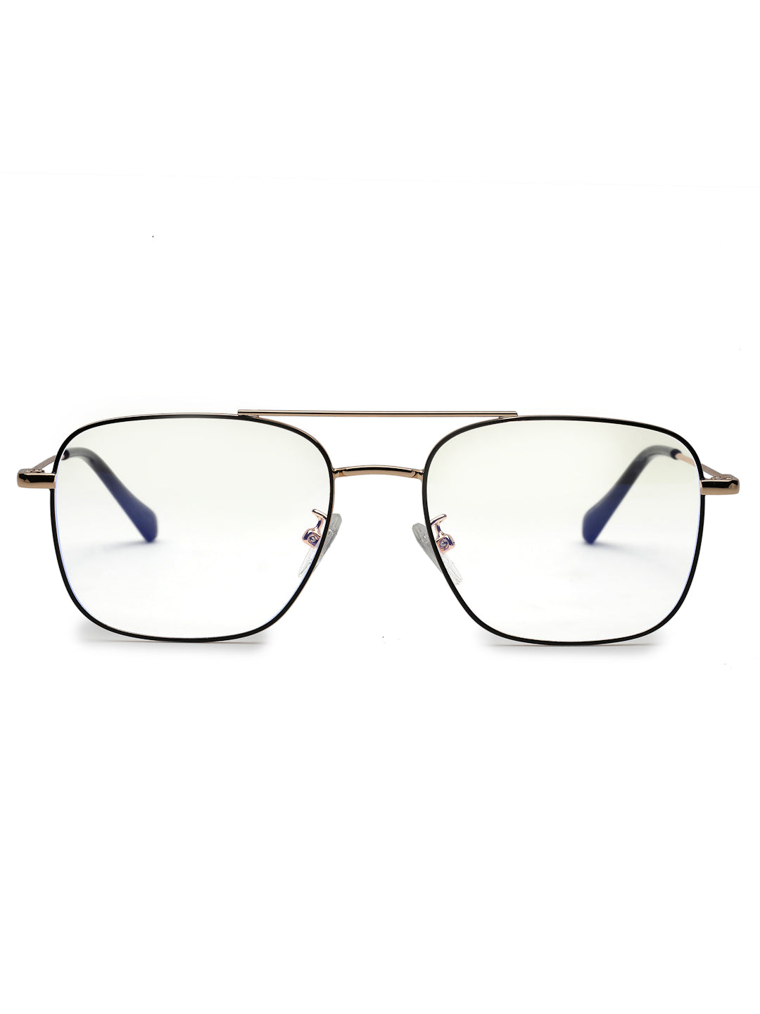 Jovion | Black & Gold Medium Full Rim RECTANGLE Computer Glasses for Men & Women [Blue Block]
