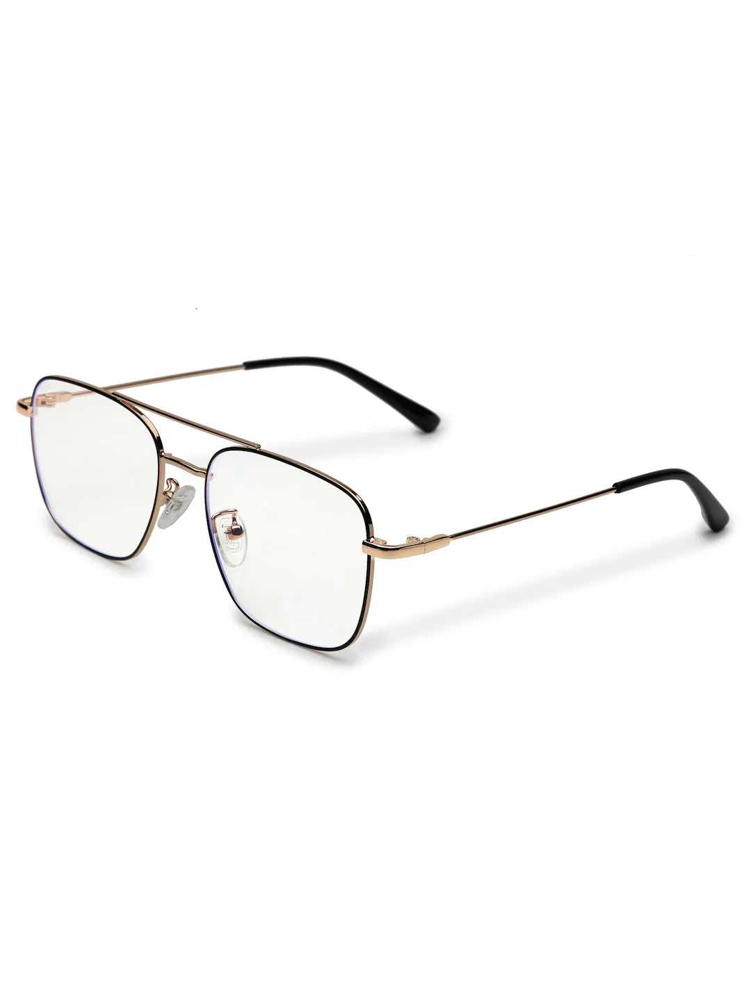 Jovion | Black & Gold Medium Full Rim RECTANGLE Computer Glasses for Men & Women [Blue Block]