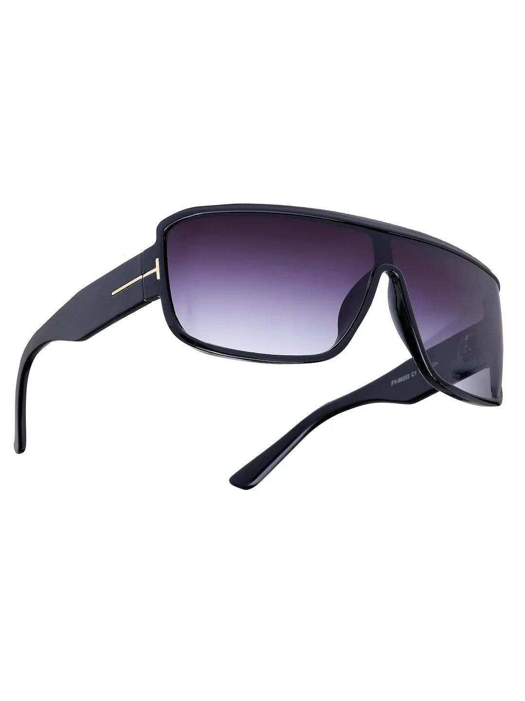 Texas | Gradient Black Medium Full Rim Shield Sunglasses for Men & Women [UV-protected]