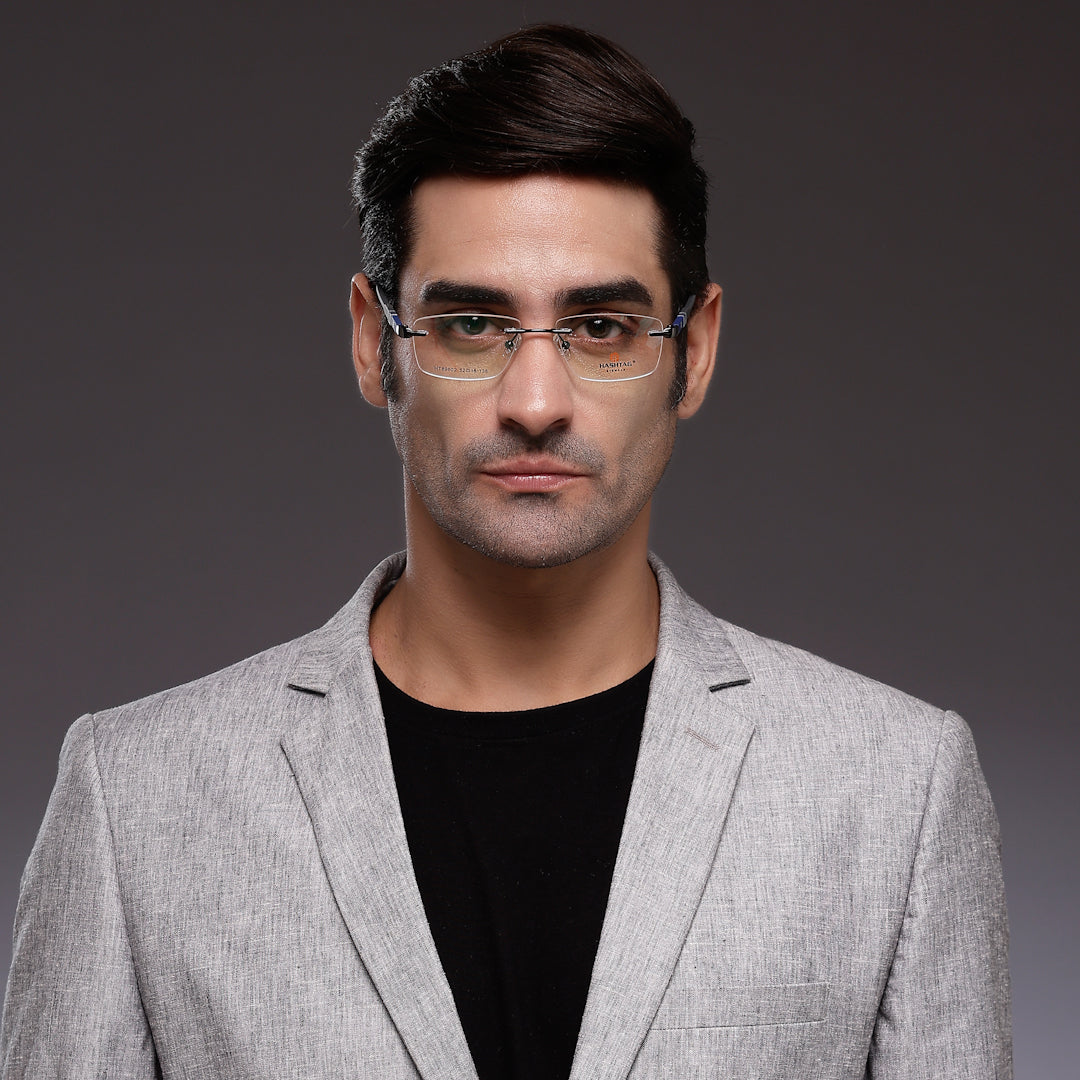 Thermo RM | Gun Medium Rim Less Square Eyeglasses for Men & Women [Demo Lens]