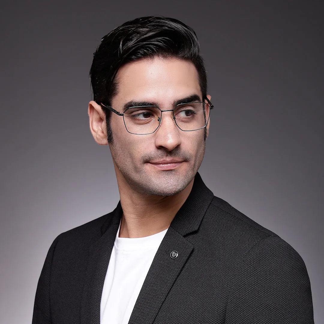 Ray-II | Gun-Grey Medium Full Rim Square Eyeglasses for Men & Women [Demo Lens]