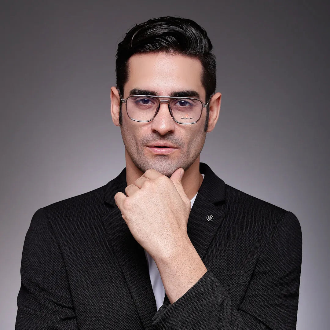 Radion | Smoke Medium Full Rim Square with Spring Hinges Eyeglasses for Men & Women [Demo Lens]