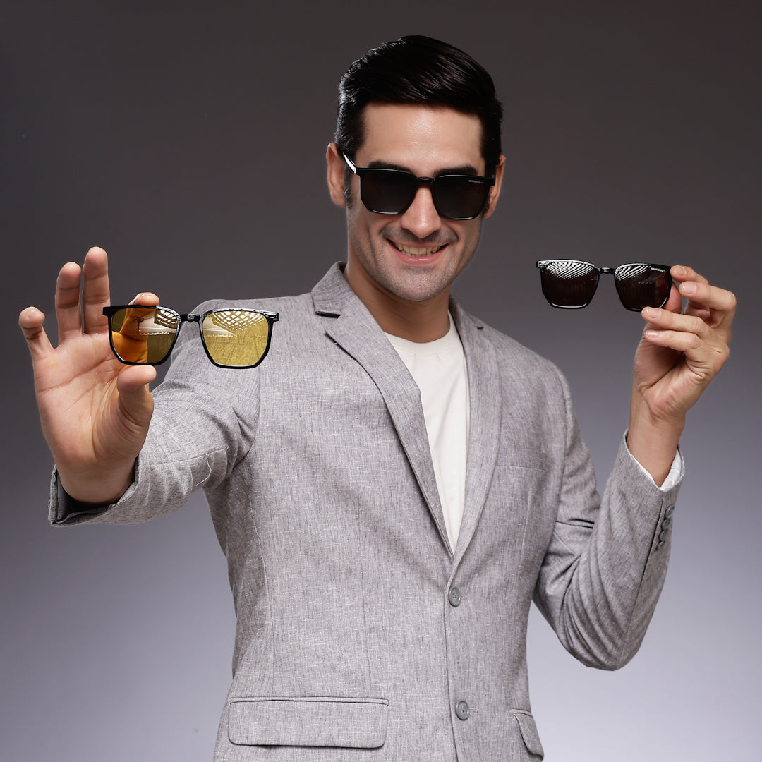 Lyria | Black Medium Full Rim Square Clip-on for Men [Clip-on]