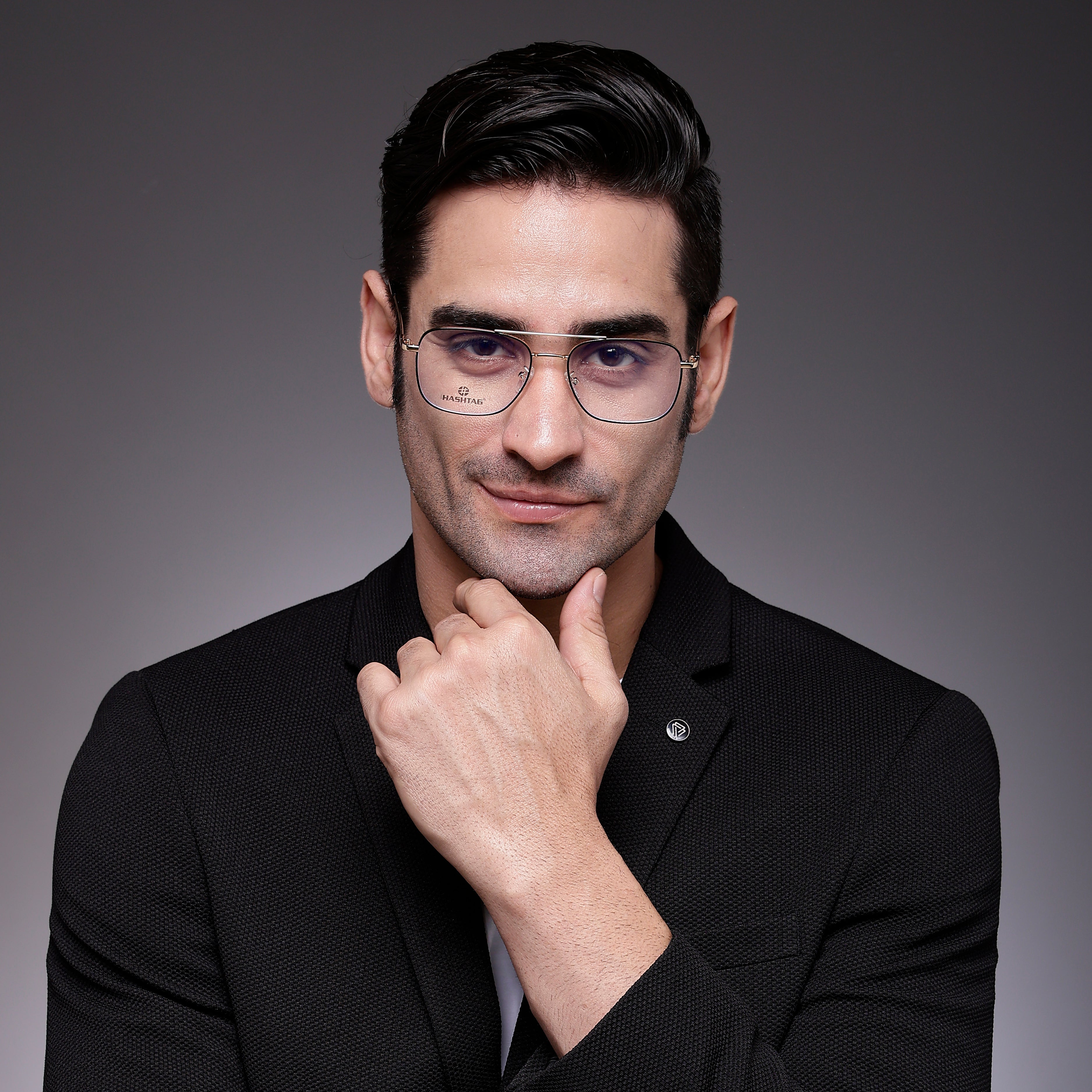 Glowra | Black-Gold Medium Full Rim Square with Lock Side Hinges Eyeglasses for Men & Women [Demo Lens]