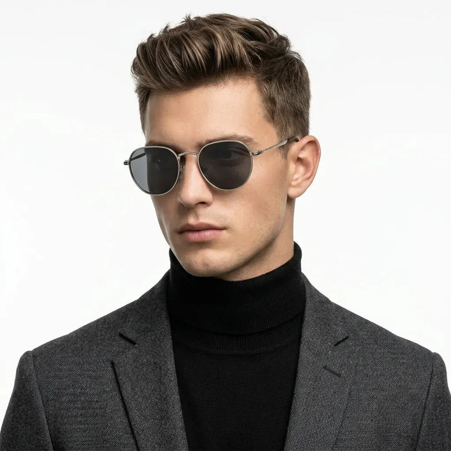Veylara | Black Medium Full Rim Oval Sunglasses for Men [UV-protected]