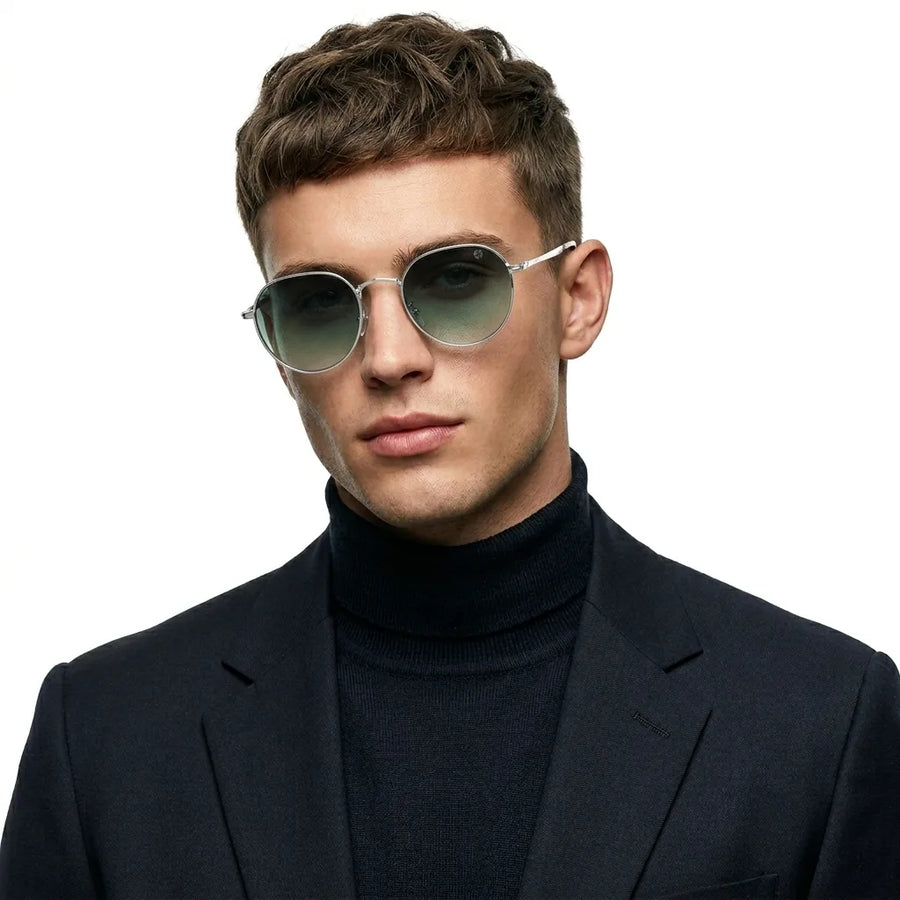 Veylara | Gradient Green Medium Full Rim Oval Sunglasses for Men [UV-protected]