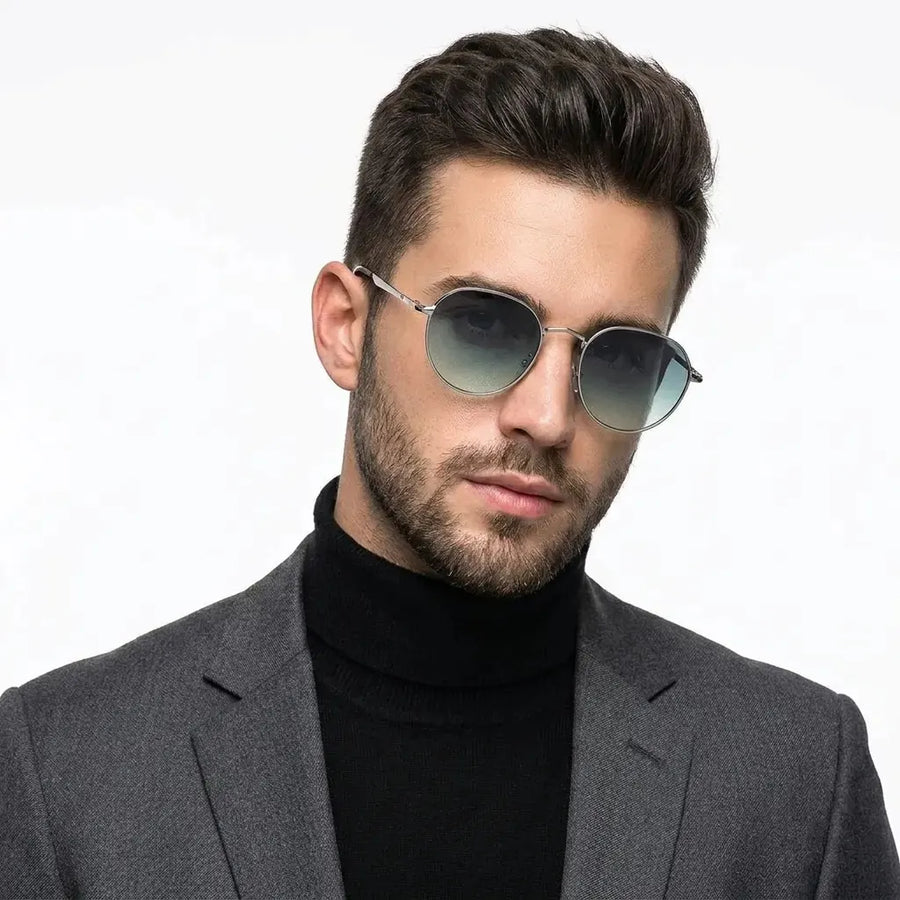 Veylara | Gradient Green Medium Full Rim Oval Sunglasses for Men [UV-protected]
