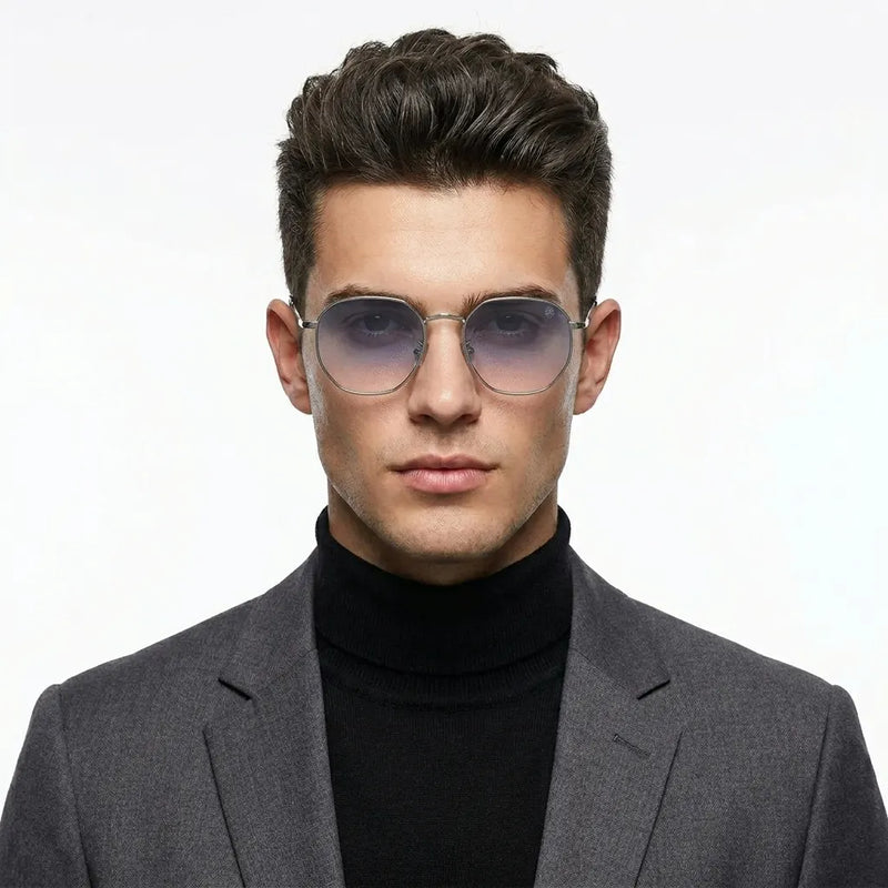 Veylara | Gradient Blue Medium Full Rim Oval Sunglasses for Men [UV-protected]