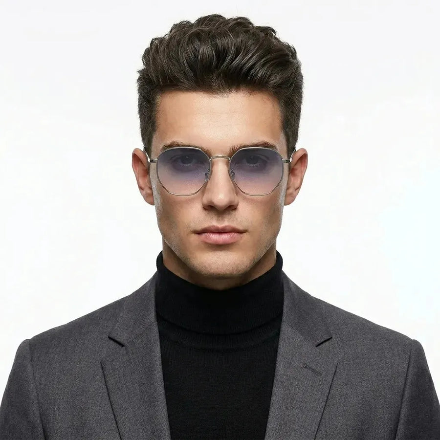Veylara | Gradient Blue Medium Full Rim Oval Sunglasses for Men [UV-protected]