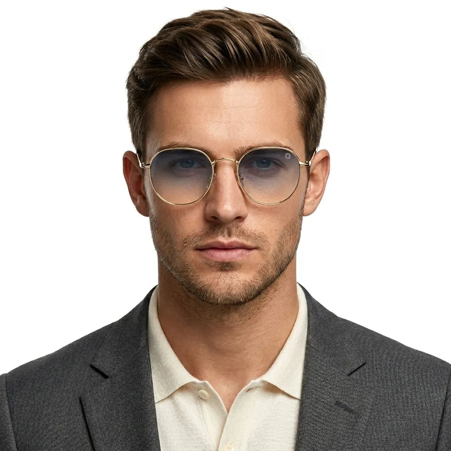 Veylara | Gradient Grey & Brown Medium Full Rim Oval Sunglasses for Men [UV-protected]