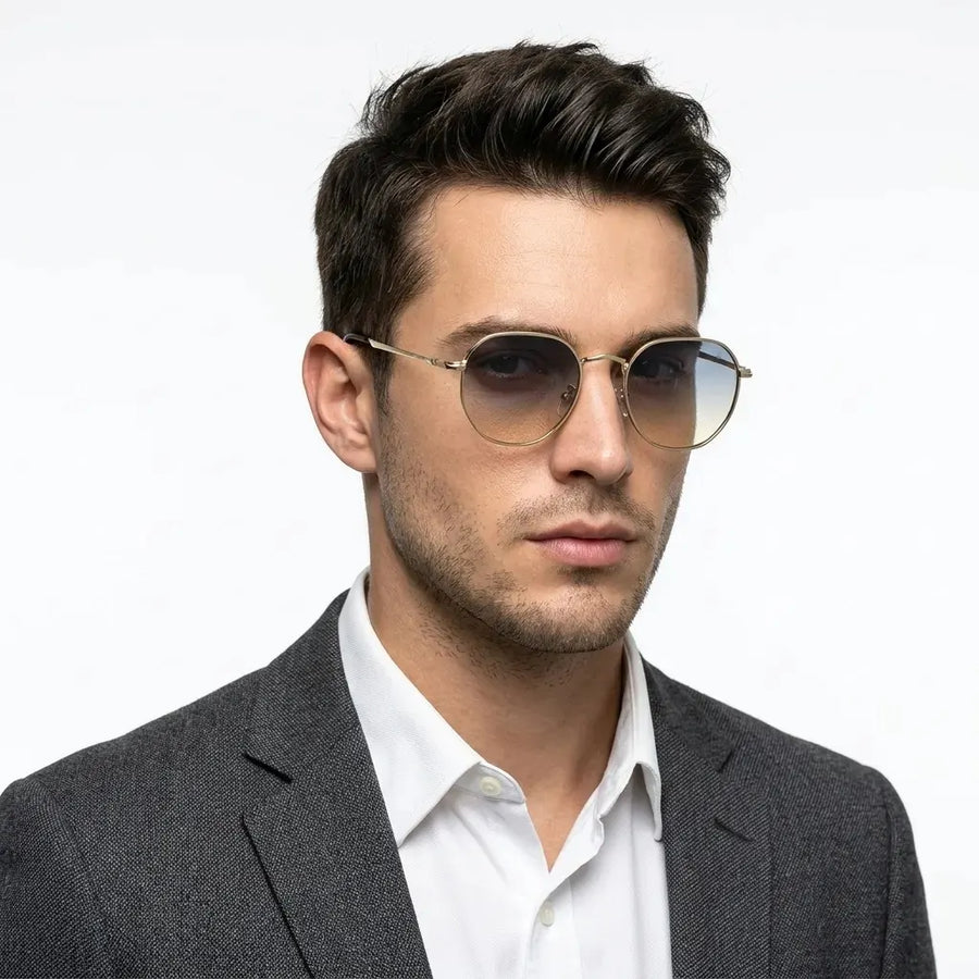 Veylara | Gradient Grey & Brown Medium Full Rim Oval Sunglasses for Men [UV-protected]