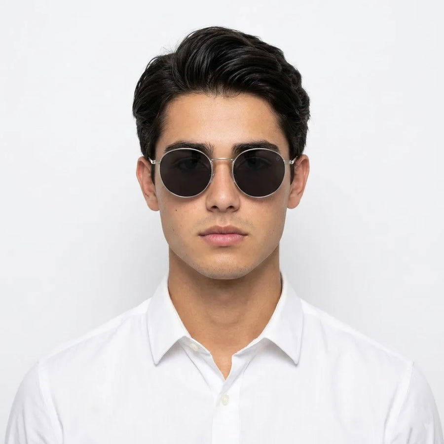 Solyra | Grey Medium Full Rim Oval Sunglasses for Men [UV-protected]