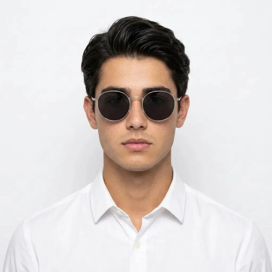 Solyra | Grey Medium Full Rim Oval Sunglasses for Men [UV-protected]