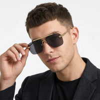 Pyre | Gradient Grey & Black Medium Rim Less Square Sunglasses for Men [UV-protected]