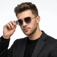 Valora | Black Medium Rim Less Square Sunglasses for Men [UV-protected]