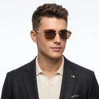 Pyrion | Brown Medium Rim Less Rectangle Sunglasses for Men [UV-protected]