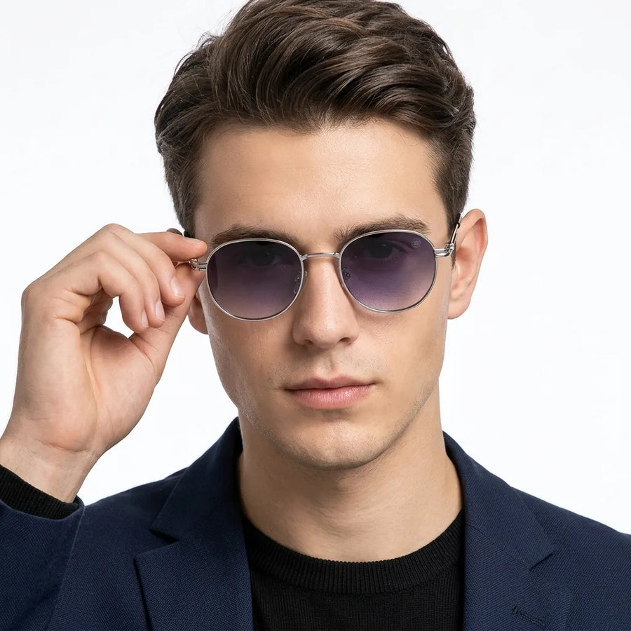 Starfall | Gradient Grey Medium Full Rim Oval Sunglasses for Men [UV-protected]