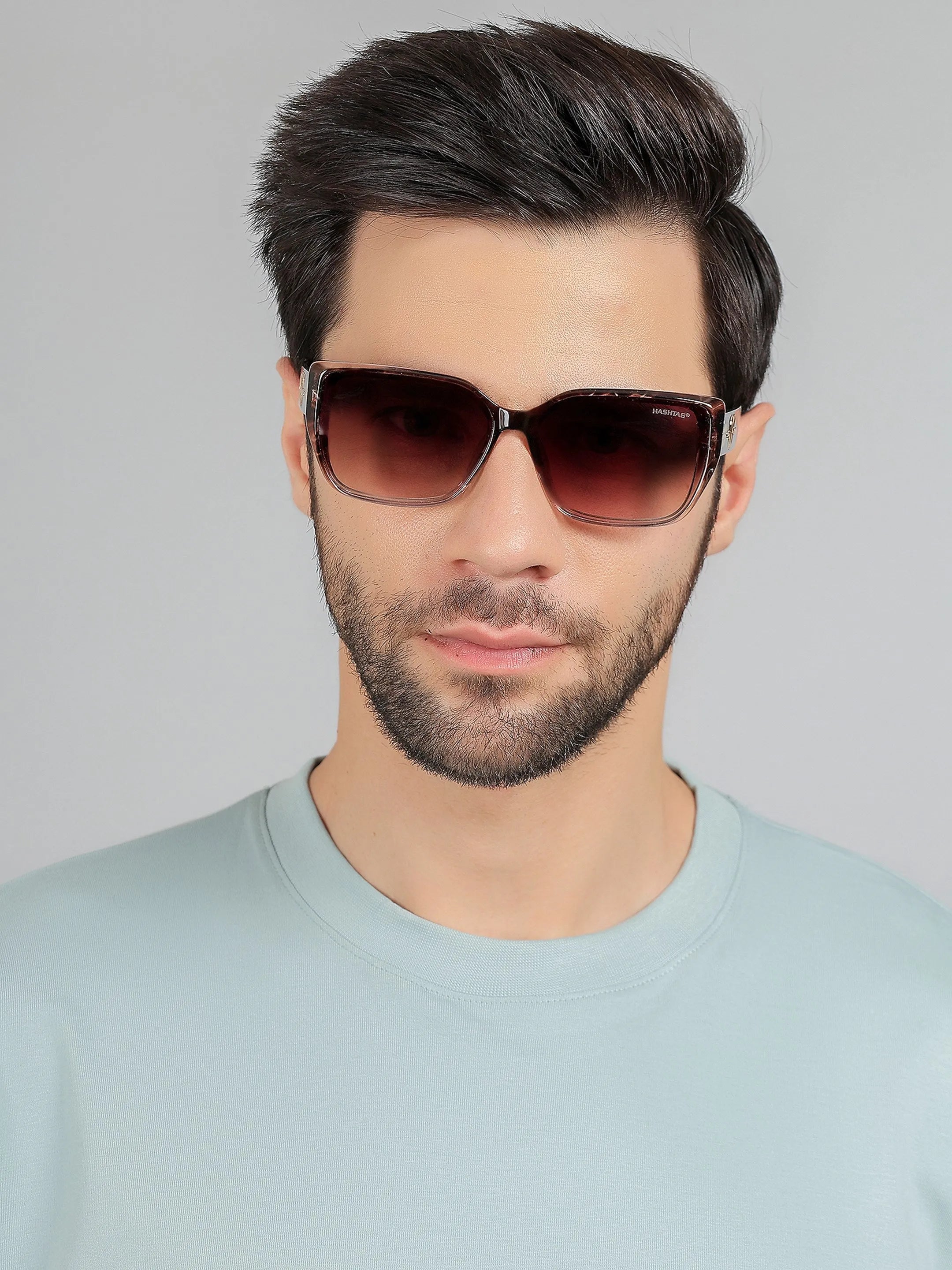 Caelion | Texture Brown Gradient Large Full Rim Cateye Sunglasses for Men & Women [UV-protected]