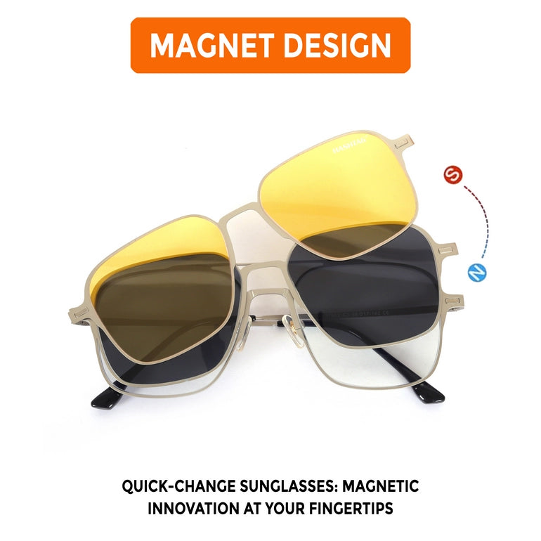 Hashtag Exclusive Square magnetic clip on sunglasses for Women - GDTZ-C1-37602