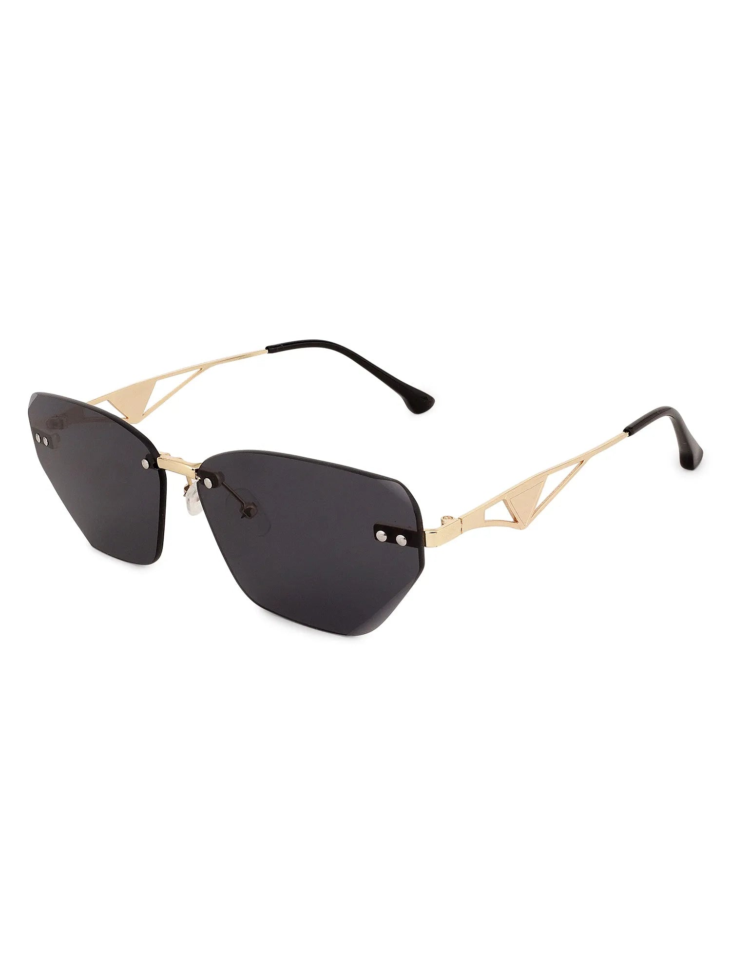 Rorion | BLK Medium Rim Less Rectangle Sunglasses for Men & Women [UV-protected]