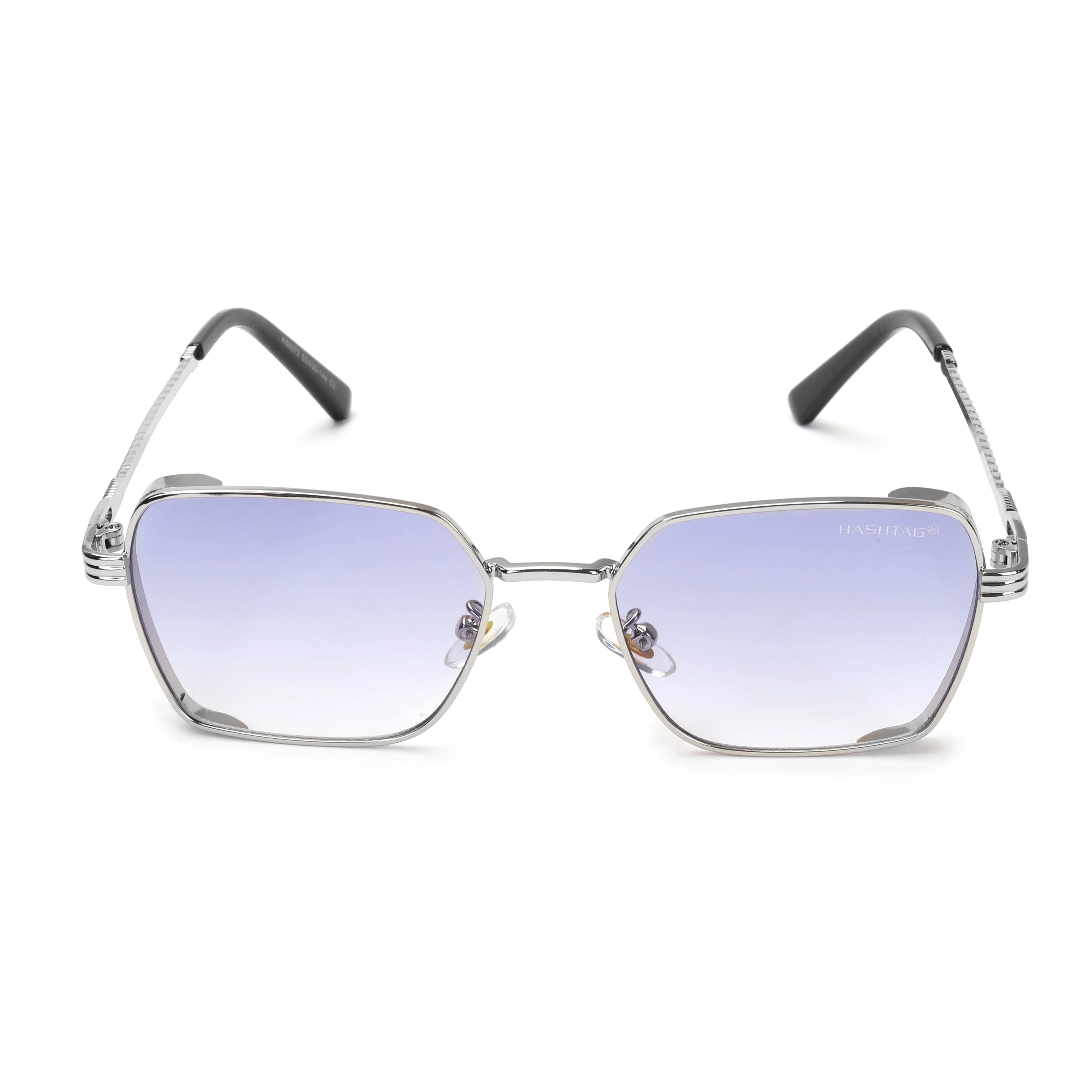 Nyxora | Silver Medium Full Rim Rectangle Sunglasses for Men & Women [UV-protected]