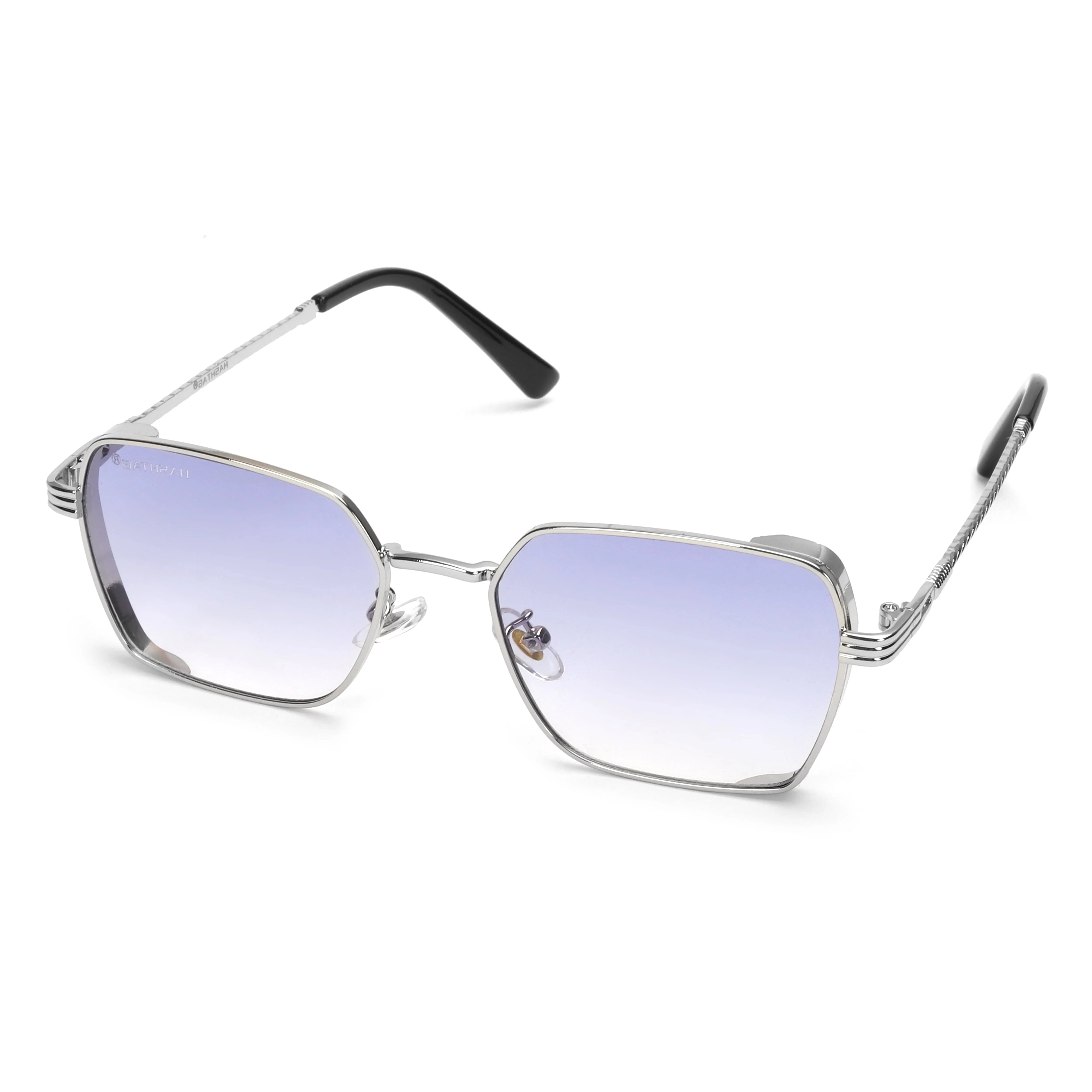 Nyxora | Silver Medium Full Rim Rectangle Sunglasses for Men & Women [UV-protected]